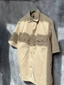 Armani Jeans Vintage Short Sleeve Made In Italy Pockets Beige Men's Size Medium - Picture 1 of 14