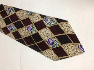Mens Red Brown Black SILK Tie Necktie BENCHMARK  (11755) - Picture 1 of 2