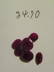 Seis piedras facetadas ovaladas de rubí 24,70 quilates ligeramente translúcidas rojizas púrpura - Imagen 1 de 1