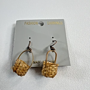 Orecchini moda cesto vimini paglia miniatura, 3/4" 0,75" - Foto 1 di 4