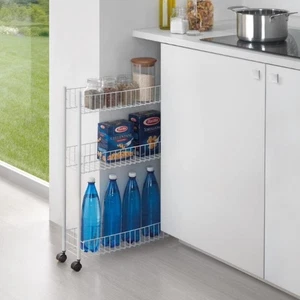 Carrello Salvaspazio Stretto cn Ruote Scaffale Cucina Bagno Metaltex cm.72x16x58 - Foto 1 di 4