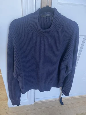 Suéter Pullover Helmut Lang Mujer Mangas Largas Distress Cuello Redondo Azul Talla S Foto 1 de 4