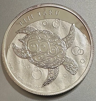Fiji 2013 1 oz plata fina .999 $2 tortuga carey BU 350 k de colección ✨¡A prueba! Foto 1 de 2