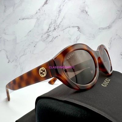 Nuevas Gafas de Sol GUCCI Marrón Tortuga 53mm Ovaladas Acetato Dorado GG Logo Auténticas Foto 1 de 4