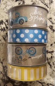 Lot of 4 Member's Mark Premium Wired Ribbon 1.5” & 2.5” Wide x 50 Yards - Picture 1 of 10