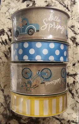 Lot of 4 Member's Mark Premium Wired Ribbon 1.5” & 2.5” Wide x 50 Yards - Image 1 of 4