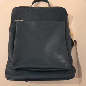 Rucksack Backpack Vera Pelle Italian Leather Bag green brand new - Picture 1 of 9