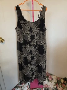 Vintage Lady Hampton Night Black & Brown Floral Maxi Dress | Size 20 | 1990s  - Picture 1 of 4
