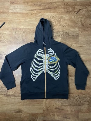 Nike SB Hoodie Youth XL Black Full Zip Skeleton Rib Cage Graphic Skateboarding - Image 1 of 4