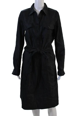 Vestido Camisa Worth New York Mujer Azul Oscuro Cuello Manga Larga Talla L Foto 1 de 4