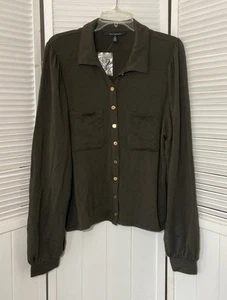 Top Casa Blanca Mercado Negro Mujer XL Verde Ejército Botón Frontal Nuevo con Etiquetas Militar - Imagen 1 de 11