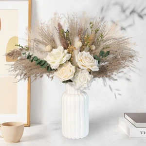 100pcs Artificial Flower Arrangements with Vase Pampas Grass Decor with Vase ... - Picture 1 of 6