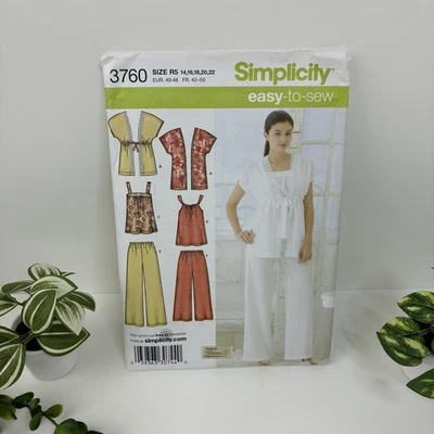 Pants Top Kimono Top Size 14-22 Pattern 3760 Uncut Vtg Y2K Easy to Sew  - Image 1 of 2