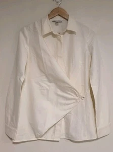 VINTAGE George Gross Blouse Shirt White Cream Long Sleeve Silk Blend Size 8 - Picture 1 of 10