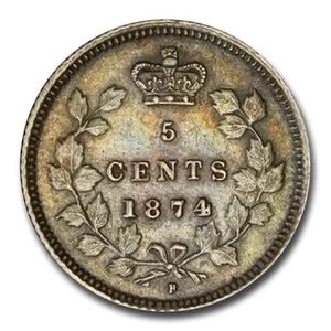 1874-H Canada Silver 5 Cents Victoria AU-53 PCGS - Picture 1 of 2