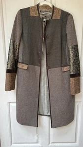 ETRO Milano Coat Women Wool Cashmere Herringbone Fur Size IT 44 Retail $2495 - Picture 1 of 16