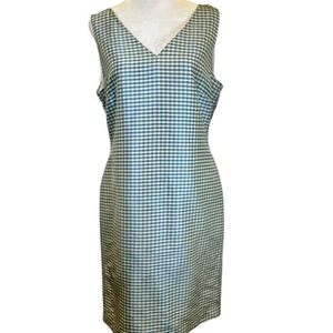 Laura Ashley 100% Silk SHEATH Sleeveless Seafoam Lined Dress Sz 10 Vtg 1980's - Picture 1 of 8