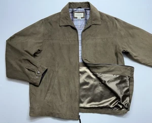 St. John's Bay Bomber Jacket Mens Size Large Full Zip Brown Faux Suede  NWOT - Picture 1 of 16