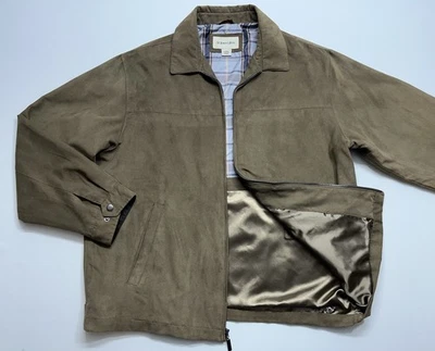 St. John's Bay Bomber Jacket Mens Size Large Full Zip Brown Faux Suede  NWOT - Image 1 of 4