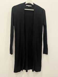 LOFT Lightweight Long Open Front Duster Black Cardigan XS Office Travel Classic - Picture 1 of 6