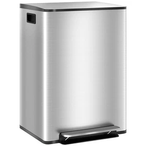 HOMCOM 2 x 30L Double Kitchen Bin, Pedal Bin with Soft-Close Lid, Silver - Picture 1 of 11