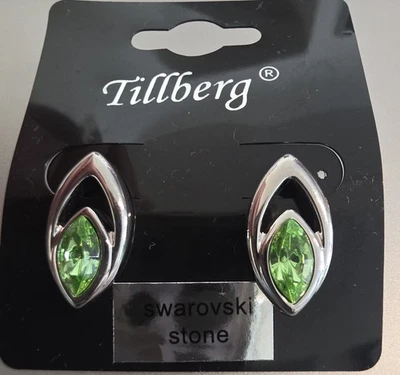 Ohrstecker silberfarben – Kristalle in Peridot-Optik – Tillberg – NEU - Bild 1 von 4