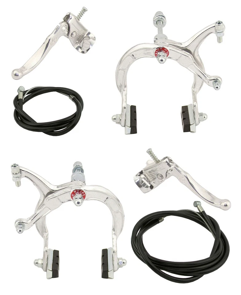 ALTA BMX Freno DELANTERO Y TRASERO CONJUNTO Aleación PLATA Bicicleta Pinza Cable Palanca Foto 1 de 1