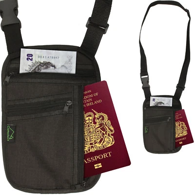 CAMPTECK Pochette Tour de Cou RFID Cartes de Crédit Passport Argent Billet Portable