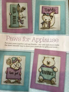 SET OF ANIMAL THEMED THANK YOU CARDS BEAR MOUSE CAT BUNNY CROSS STITCH CHART - Picture 1 of 1