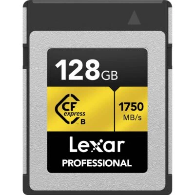 Lexar Professional 128GB CFexpress Type B Card Gold 1750MBs Read 1500MBs Write - Image 1 of 4