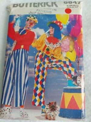 Butterick 6847 Adult Clown Halloween Costume Pattern Sz XS-XL - Image 1 of 2