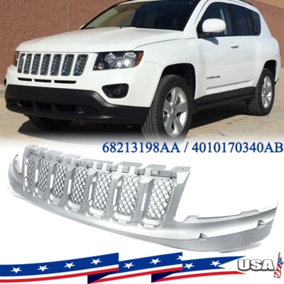 For 2014-17 Jeep Compass Silver Grill Front Bumper Radiator Grille Assembly New - Image 1 of 4