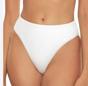 Becca by Rebecca Virtue Pucker Up Danielle High-Waist Bottoms White SZ Large NWT - Picture 1 of 7