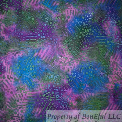BonEFul FQ Cotton Quilt Rainbow Blue Green Pink Purple Dot Batik Texture Blender - Image 1 of 4