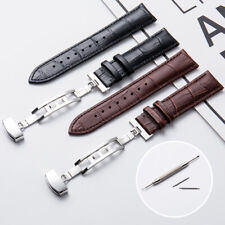 Luxury Calf Leather Watch Strap Butterfly Clasp Watchband Belt 16-22mm with Tool