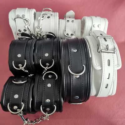 PU Leder Handschellen Fußfesseln Halsband Fesseln Bondage Sklave BDSM Erwachsene - Bild 1 von 4