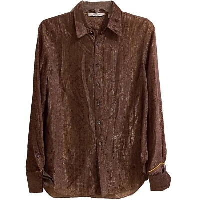 Camisa para mujer Robert Graham talla pequeña malva Gabriela metálica con botones Foto 1 de 4