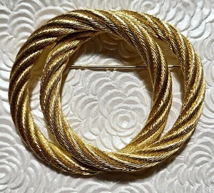 CHRISTIAN DIOR Vintage Twisted Double Circle Brooch - Picture 1 of 4