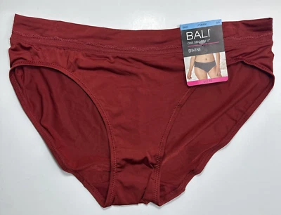 Bali DFMMBK One Smooth U Modern Microfiber Bikini Panty S/5 Red New - Image 1 of 3