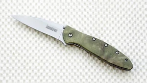 1660CAMO Kershaw Leek Pocket Knife plain Blade Flag Logo Camo NEW Blem assisted - Picture 1 of 3