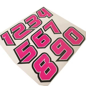 NUMERI GARA PICCOLI 0-9 FOGLI Grafica Moto Rosa col x 10 pezzi. - Foto 1 di 1