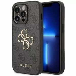 Funda para móvil iPhone 15 Pro Guess cuero sintético gris con patrón dorado - Imagen 1 de 8