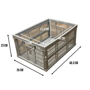 Collapsible 32 Ltr Plastic Storage Crate Box Stackable Garage Warehouse Assorted - Picture 1 of 10