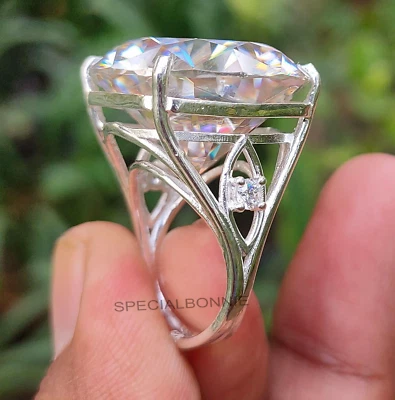 HUGE 41.80 Ct Certified White Diamond Solitaire Cocktail Ring! FREE Diamond stud Foto 1 de 4