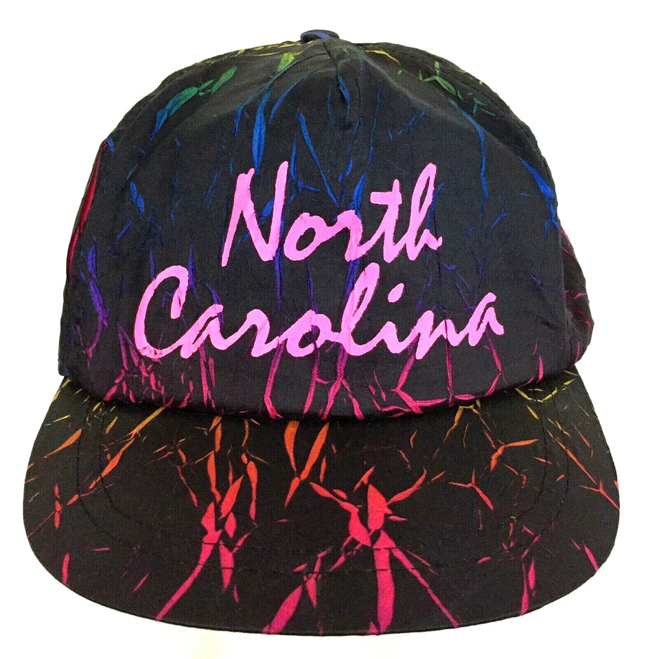 De colección Años 90 Carolina del Norte Sombrero Todo Neón Golf Playa Snap Back Béisbol Papá Gorra Foto 1 de 4
