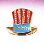  Party Brooch Dress Pin Breastpin American Flag Hat Design Rhinestones