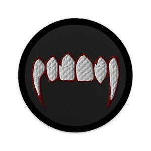 Vampire Fangs Embroidered Patch Bram Stoker's Dracula Teeth Applique Iron On - Picture 1 of 1