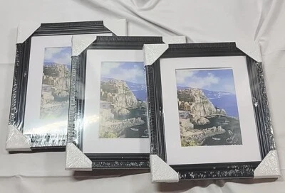  3 Picture Frames Black Frames Full 8x10 Or Matted 6x8  - Image 1 of 4