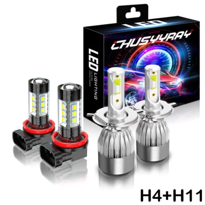 Para For Mazda 2 2011 2012 2013 2014 LED Faros + Bombillas antiniebla Combo - Image 1 of 4