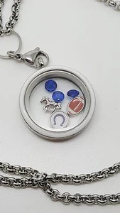 Indianapolis Colts Floating Charm Locket White Fashion Pendant Necklace - Picture 1 of 2
